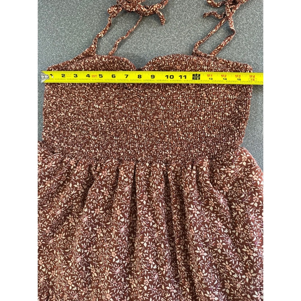 Madewell Lucie Tie Strap Tiered Midi Dress Stained Mahogany Floral L NF877 - Picture 4 of 8